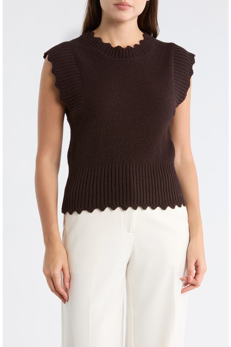 Scalloped Sleeveless Sweater, Main, color, GANACHE