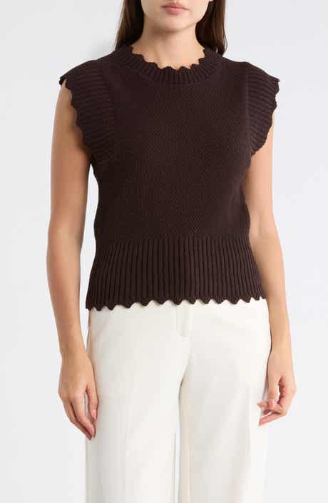 ELIE ELIE TAHARI Scalloped Sleeveless Sweater