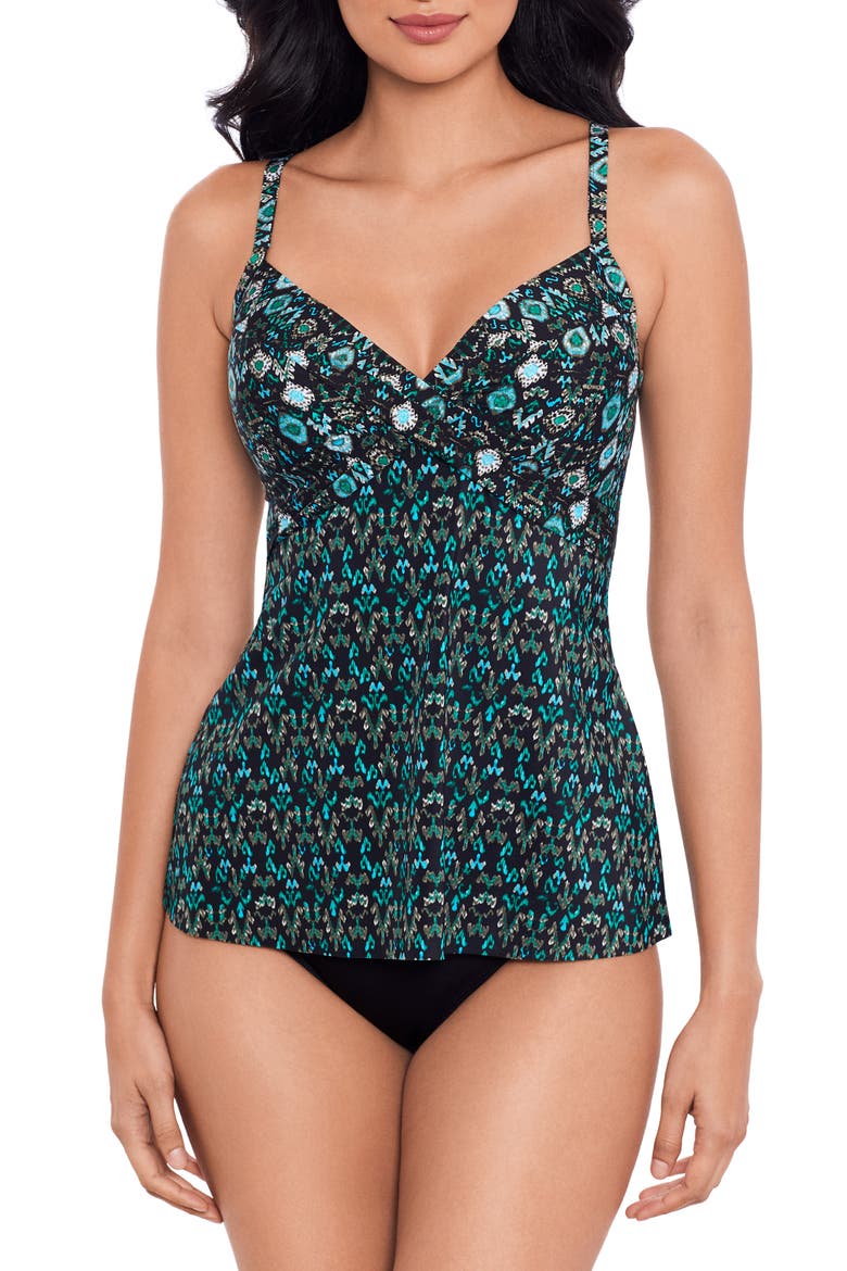 Bijoux Myra Underwire Skirted One-Piece Swimsuit, Alternate, color, BLACK MULTI