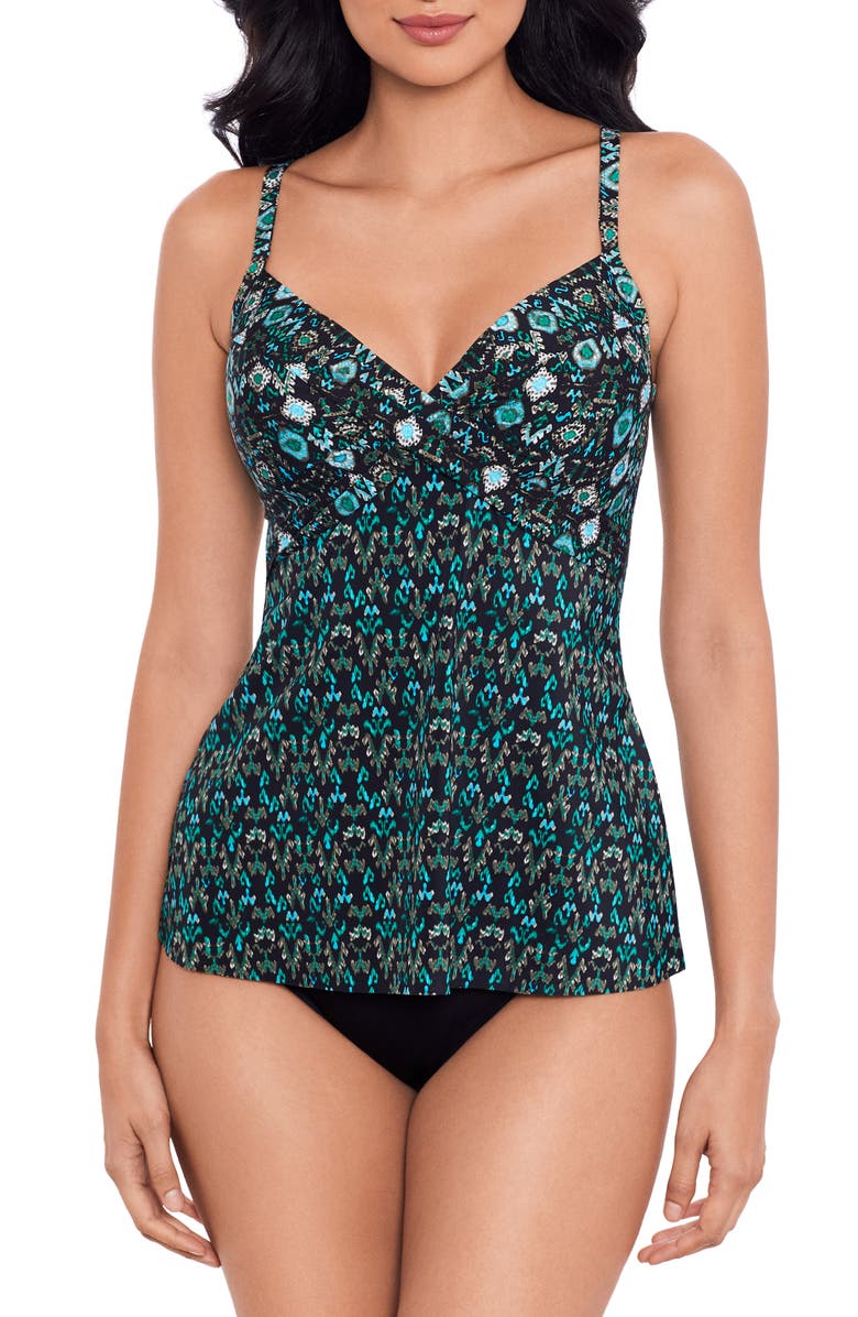 Miraclesuit<sup>®</sup> Bijoux Myra Underwire Skirted One-Piece Swimsuit, Alternate, color, Black Multi