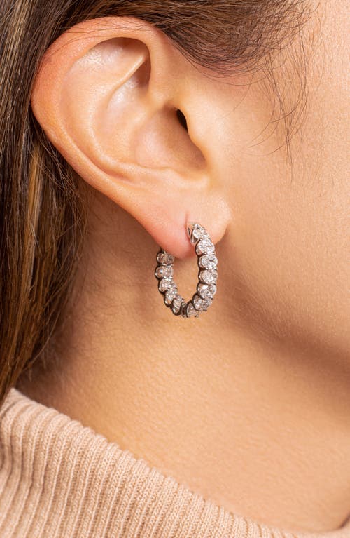 Hautecarat Oval Lab Grown Diamond Inside Out 18k Gold Hoop Earrings In Metallic