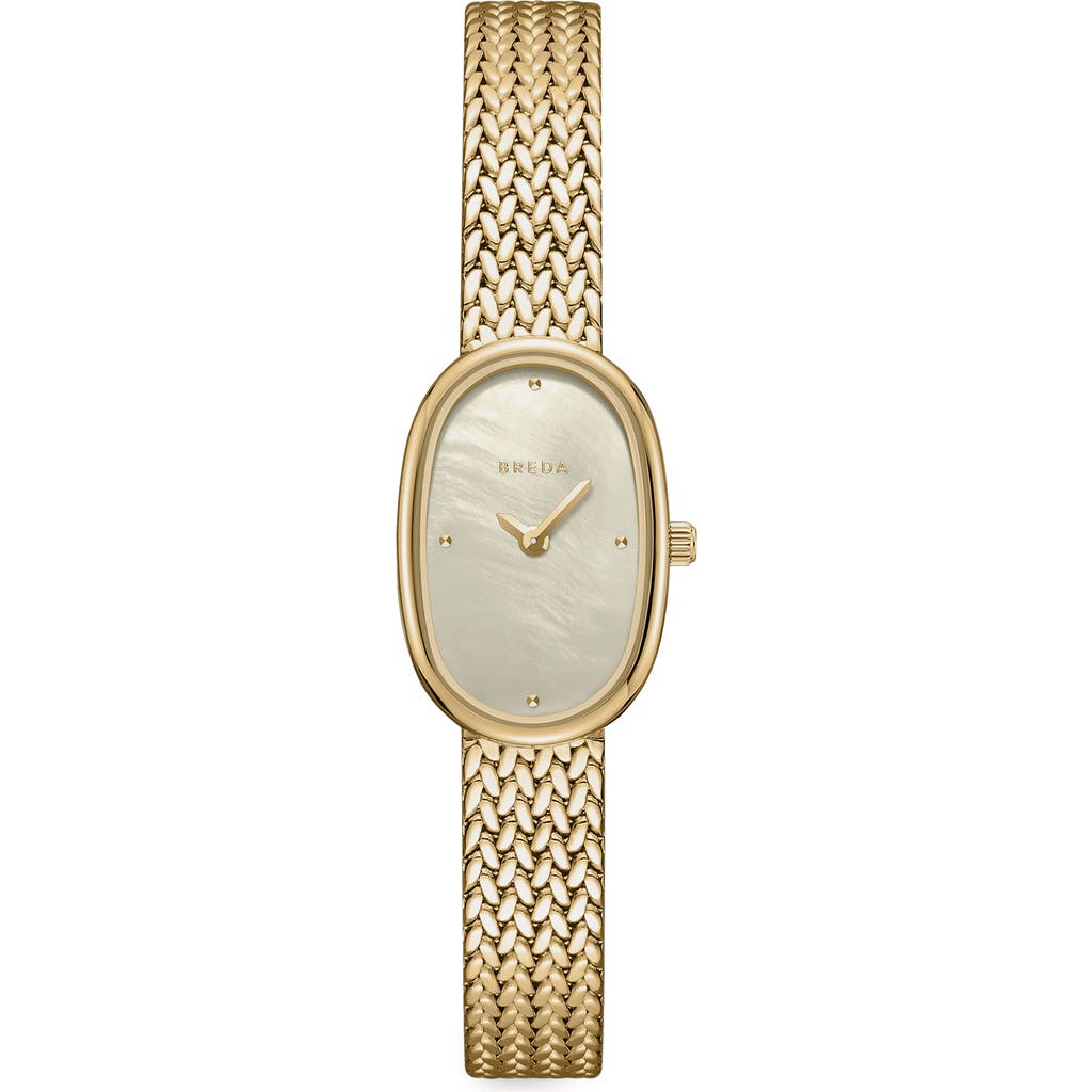 Breda Jane Tethered Mesh Strap Watch, 18mm In Gold