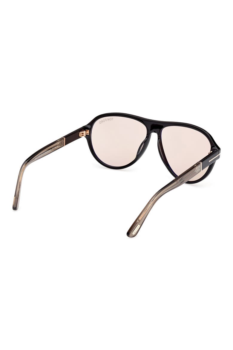 Quincy 59mm Pilot Sunglasses, Alternate, color, BLACK / ECO / OYSTER / T LOGO