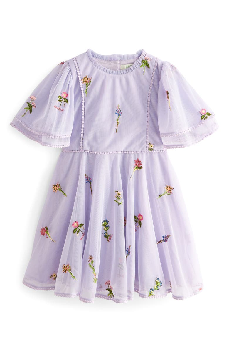 Baker by Ted Baker Kids' Embroidered Tulle Dress, Main, color, Purple
