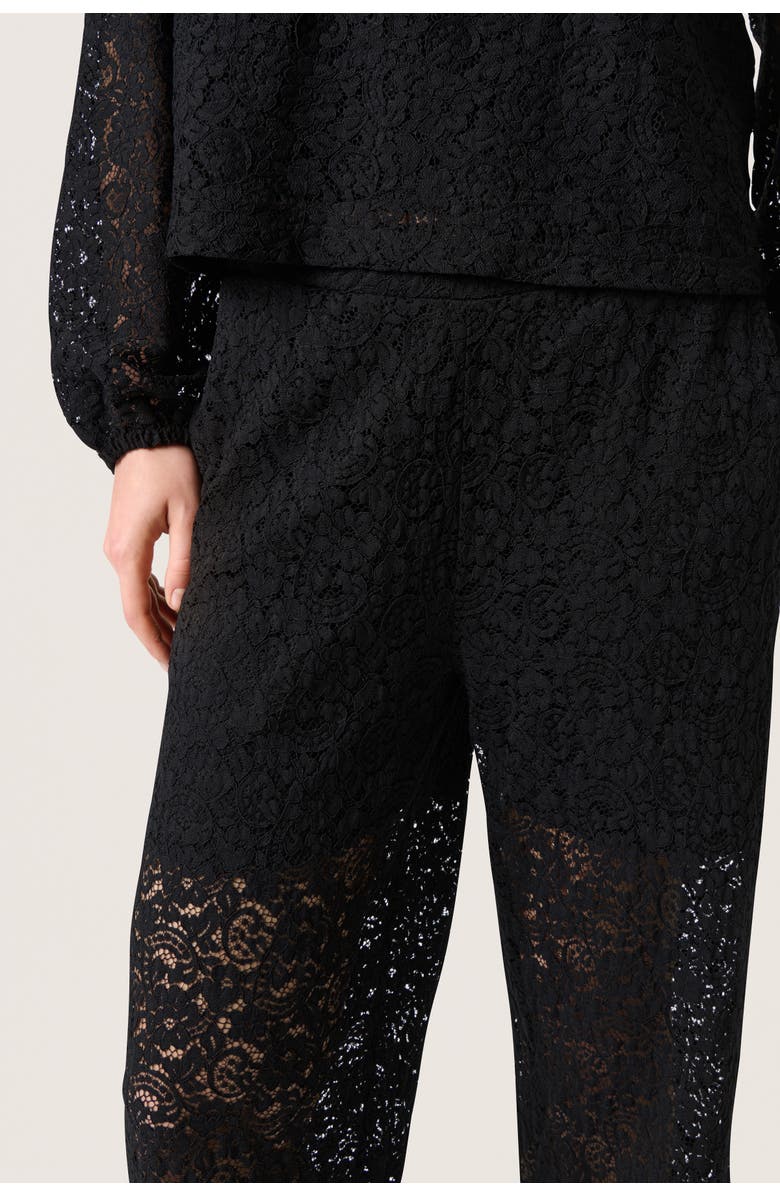 Soaked in Luxury SLHenni Elastic Waist Wide Leg Trousers, Alternate, color, Black