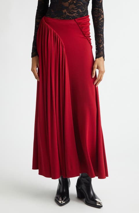 Ruched & Gathered Jersey Maxi Skirt