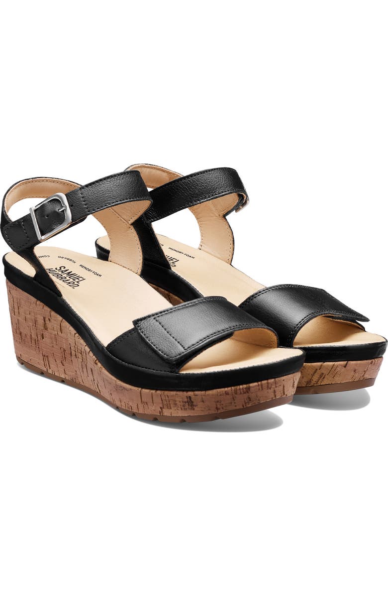 Samuel Hubbard Portola Two-Strap Wedge Sandal, Alternate, color, Black Leather/ Black Leather