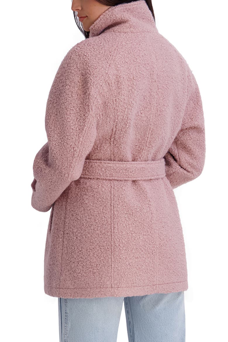 Belted Bouclé Faux Wool Coat, Alternate, color, ROSE