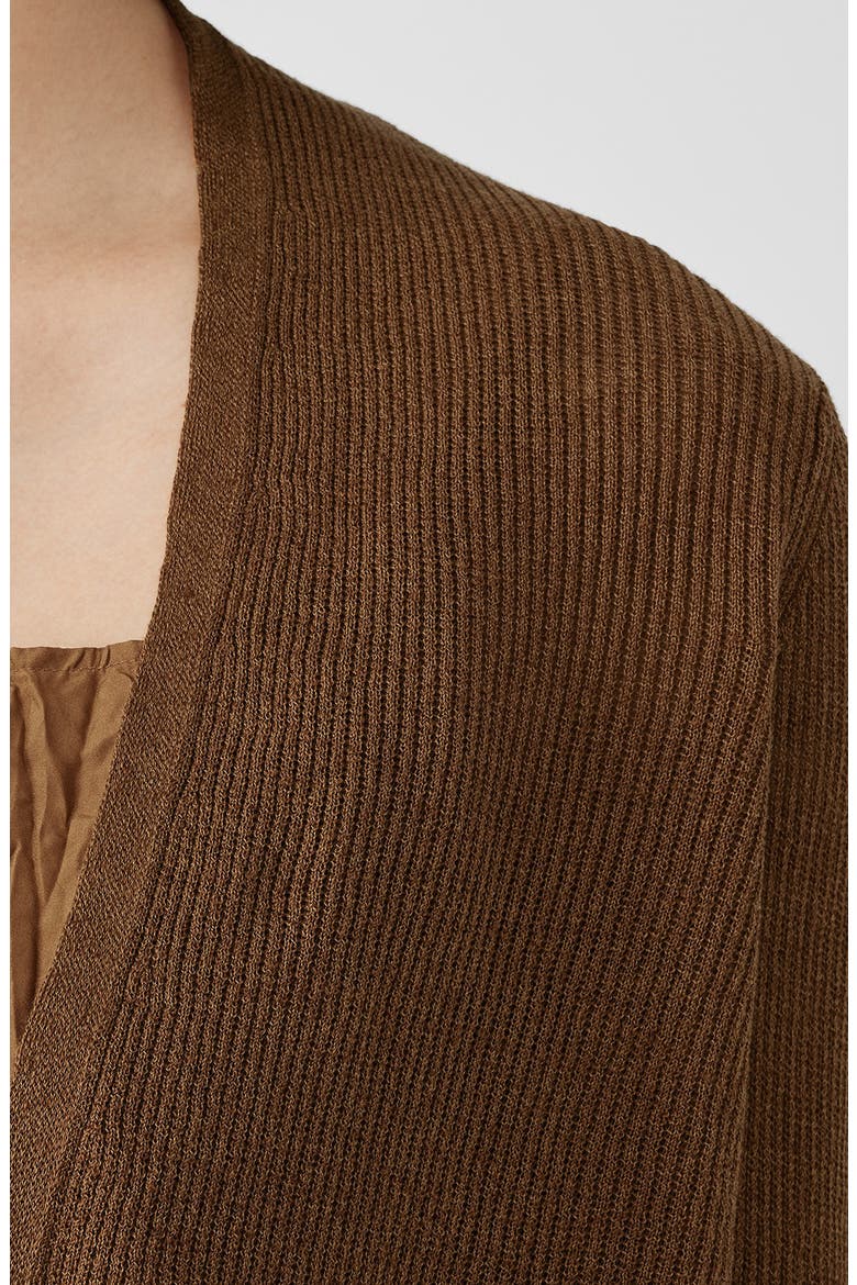 Ribbed Organic Linen & Cotton Cardigan, Alternate, color, BRONZE