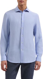 Bugatchi Axel Shaped Fit Linen Button-Up Shirt