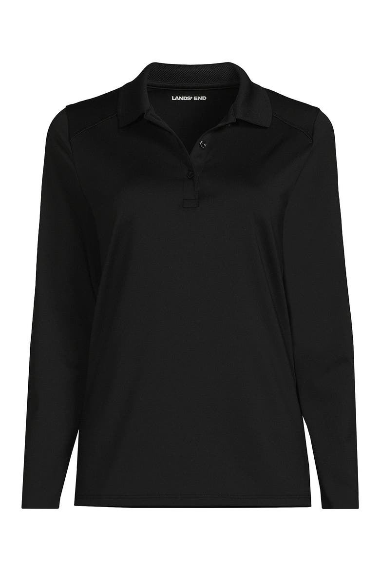 School Uniform  Long Sleeve Feminine Fit Rapid Dry Polo Shirt, Alternate, color, Black
