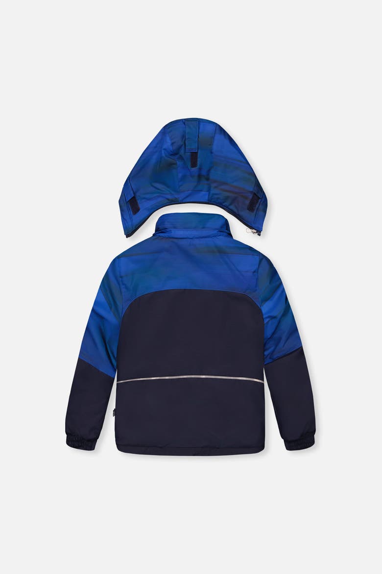 Two Piece Play Jacket & Pants Fleece Neckwarmer Snowsuit, Alternate, color, Navy Blue and Orange