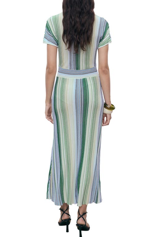 Mango Stripe Maxi Sweater Dress In Green