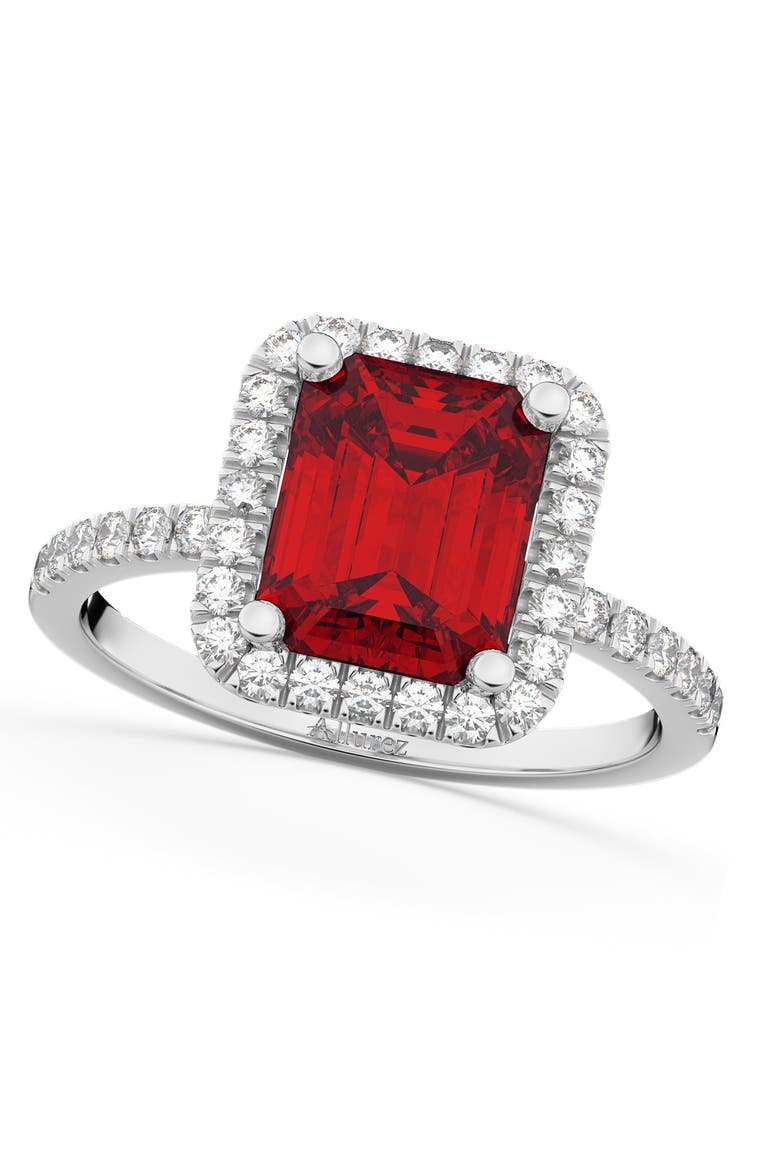 Lab Ruby & Lab Diamond Engagement Ring 14k, Main, color, 3.32ct/White Gold