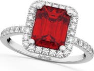 ALLUREZ Lab Ruby & Lab Diamond Engagement Ring 14k