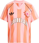 adidas Originals Floral Appliqué Stripe Mesh Soccer Jersey