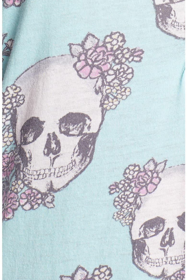 'Floral Skully' Sleep Shirt, Alternate, color, AQUA