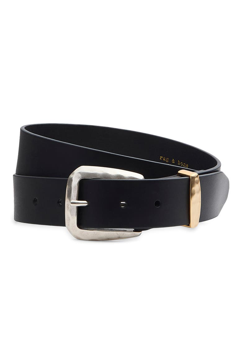 Winona Leather Belt, Main, color, BLACK