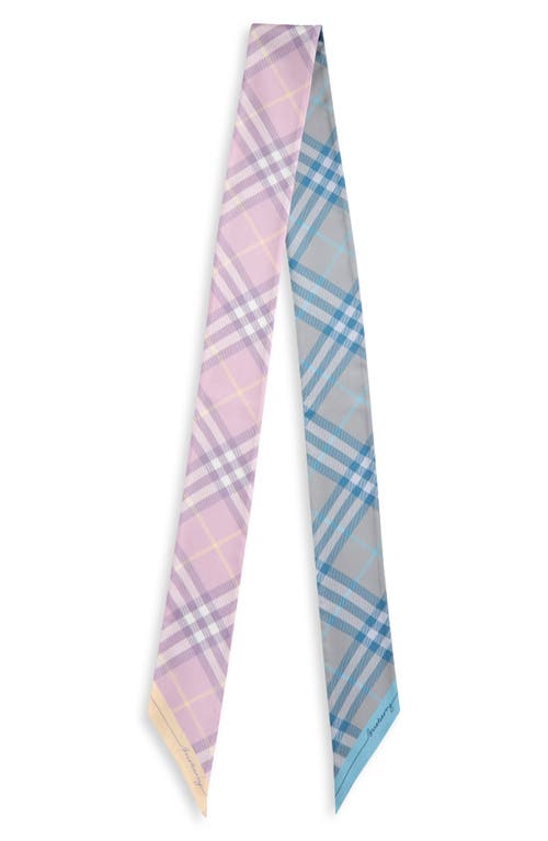 Burberry Check Silk Twill Skinny Scarf In Blue