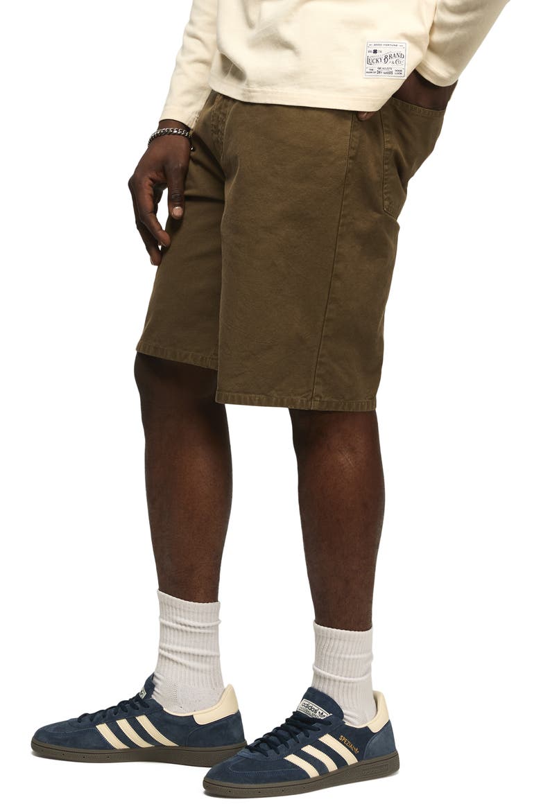 Loose Fit Cotton Canvas 5-Pocket Shorts, Alternate, color, BURNT OLIVE