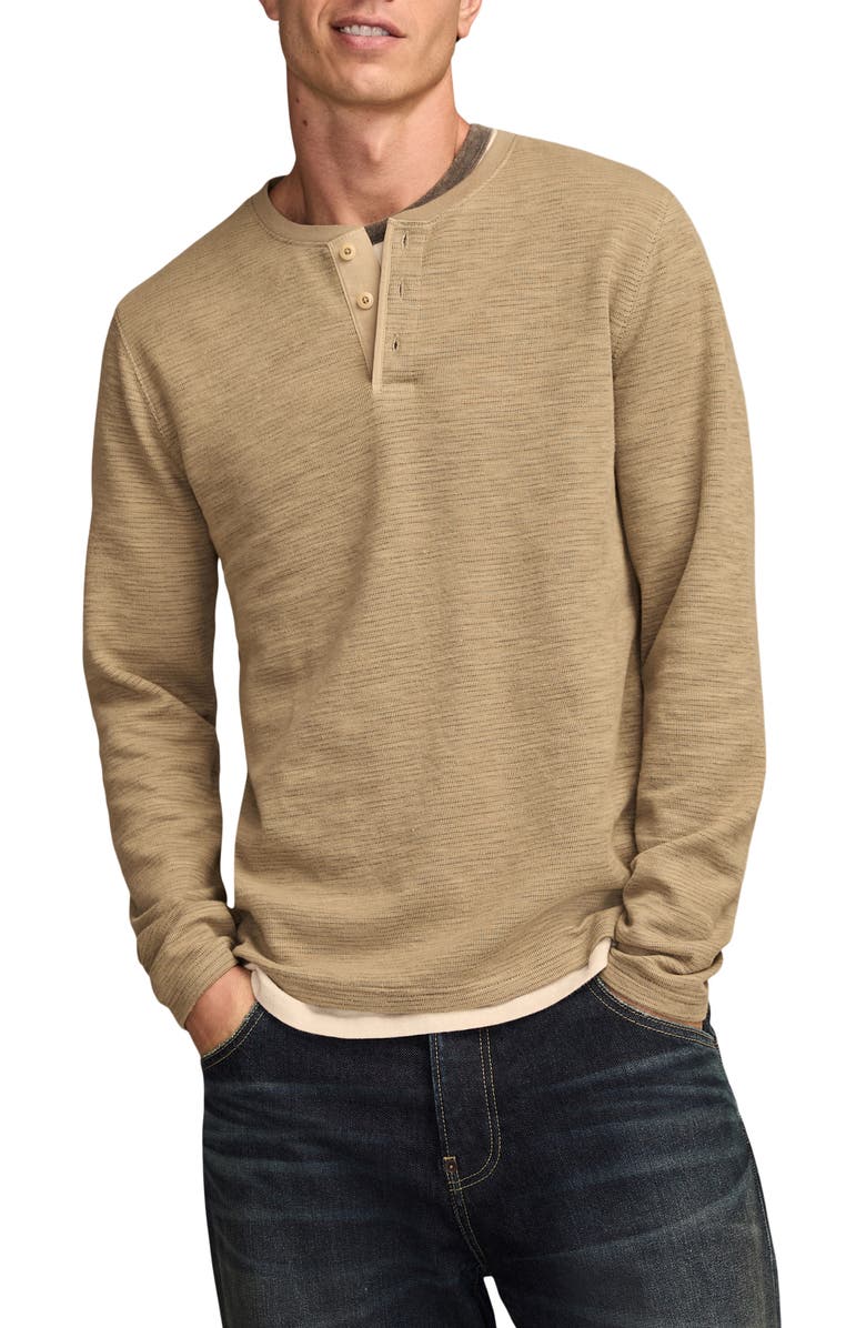Lucky Brand Double Face Cotton Henley, Main, color, Olive