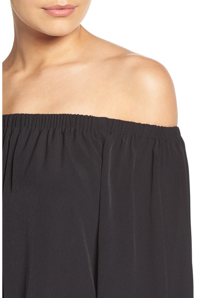Polly Off the Shoulder Dress, Alternate, color, BLACK