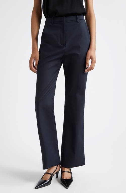 Emporio Armani Straight Leg Cotton Blend Pants In Solid Black