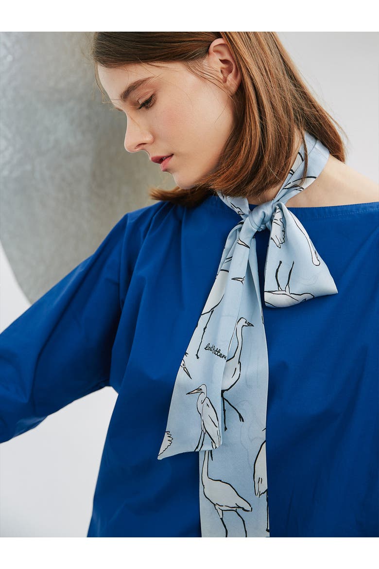 "Little Egret" Silk Neck Bow Scarf, Alternate, color, Light Blue