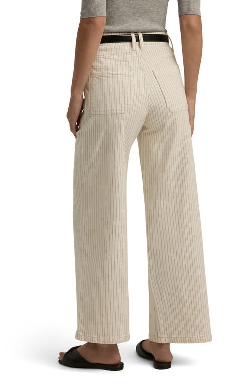 Favorite Daughter The Mischa Pinstripe Utility Wide Leg Jeans In Newport