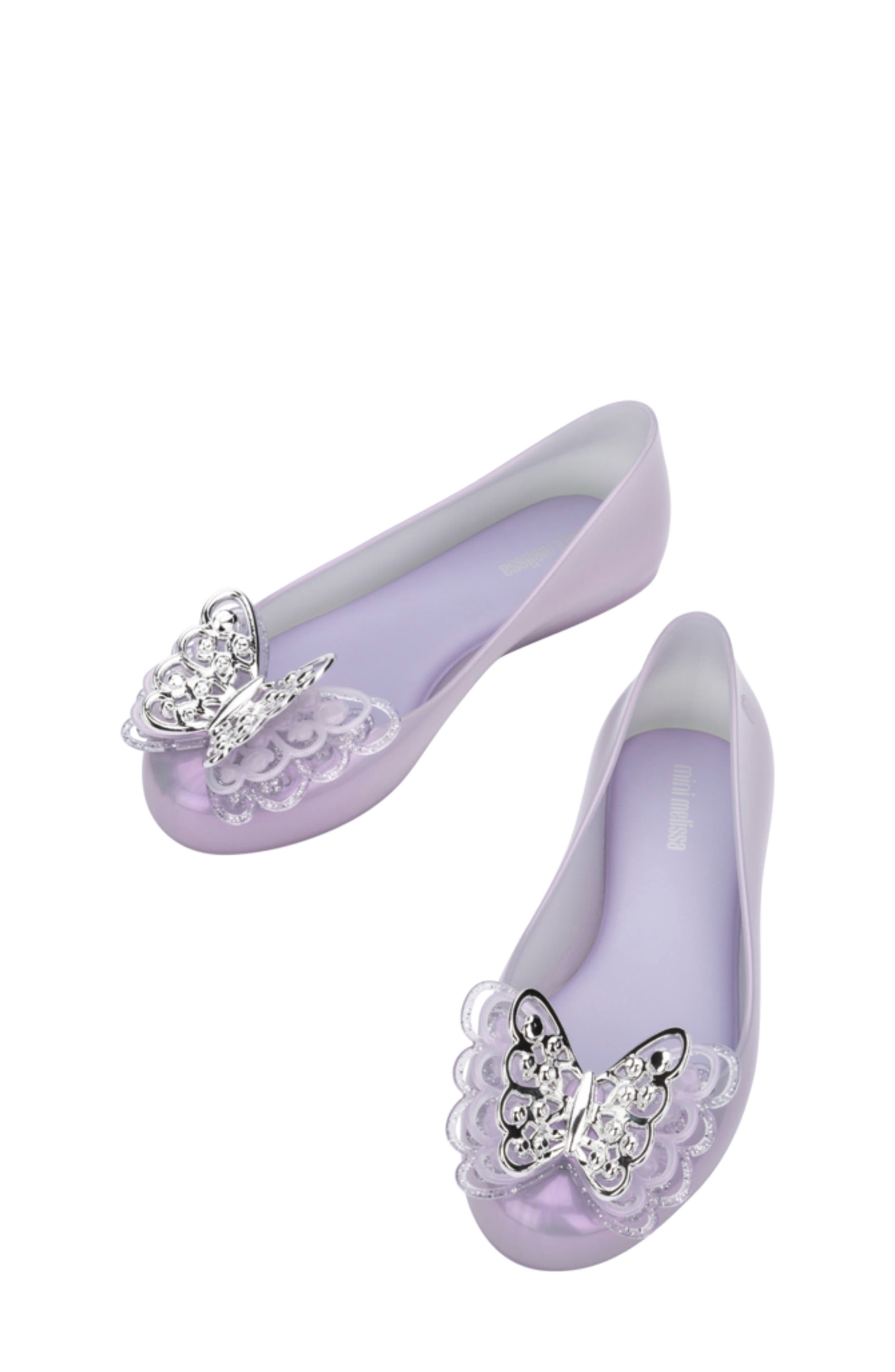 Mini Melissa Kids' Mini Melissa Sweet Love Fly II Flat, Alternate, color, Pearly Lilac