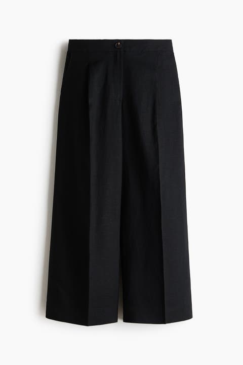 Ankle-length Linen-blend Trousers
