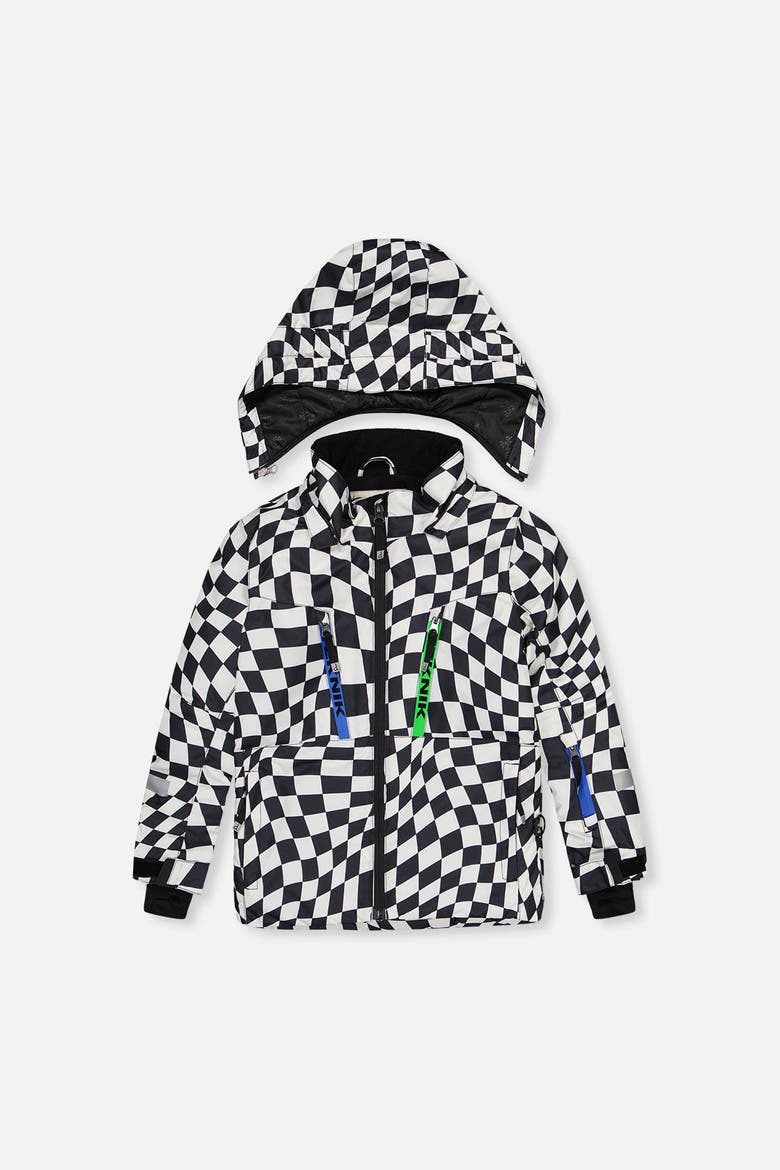Teknik Checkered Jacket & Reinforced Pants Two Piece Snowsuit, Alternate, color, White Checkered Print