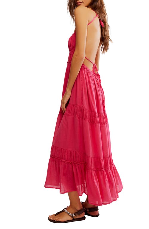 Free People Taking Sides Tiered Cotton Maxi Dress In Rose Bright