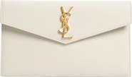 Saint Laurent Uptown Calfskin Leather Envelope Clutch