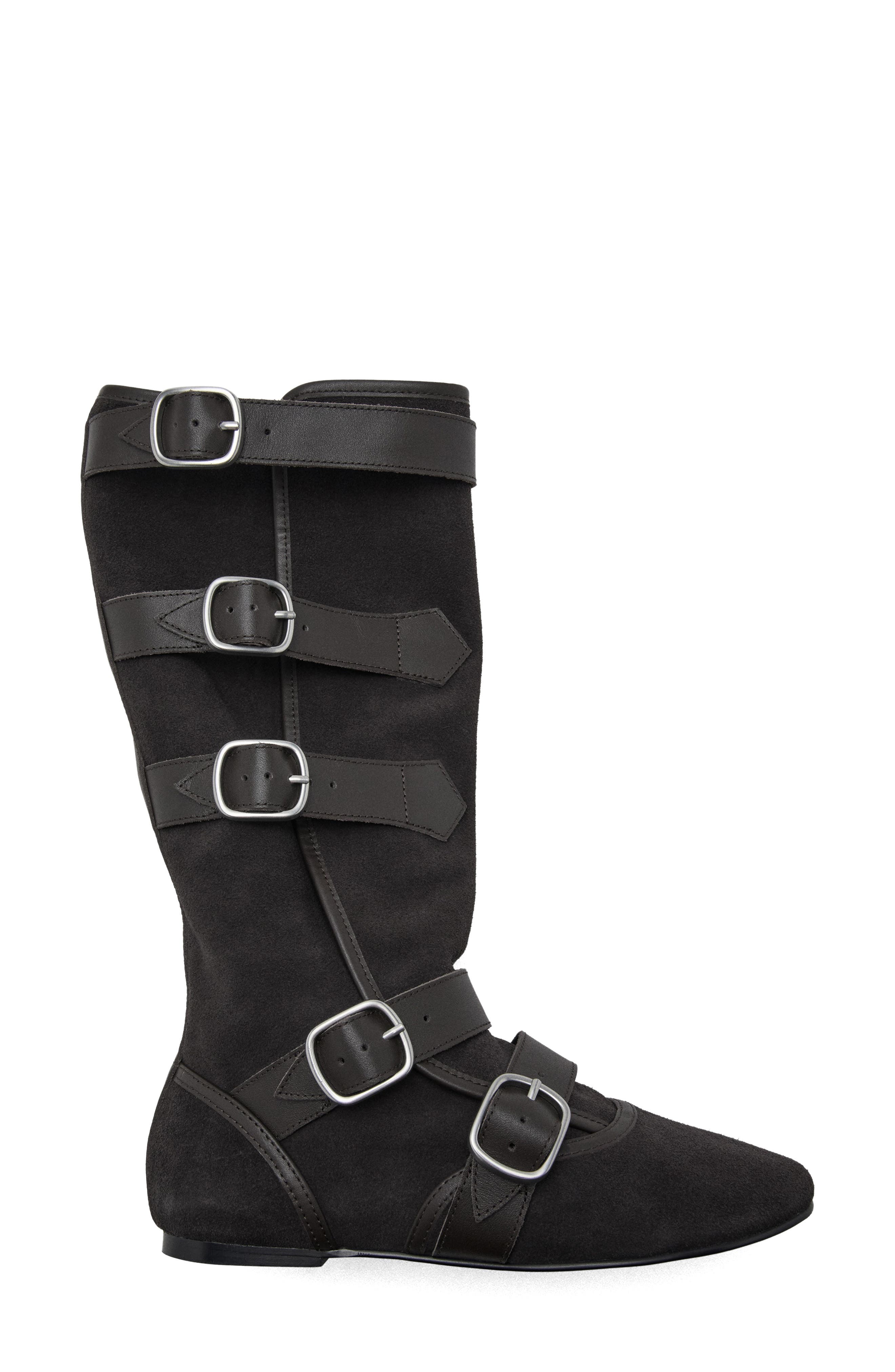 MANGO Suede Buckle Boot, Alternate, color, Dark Heather Grey