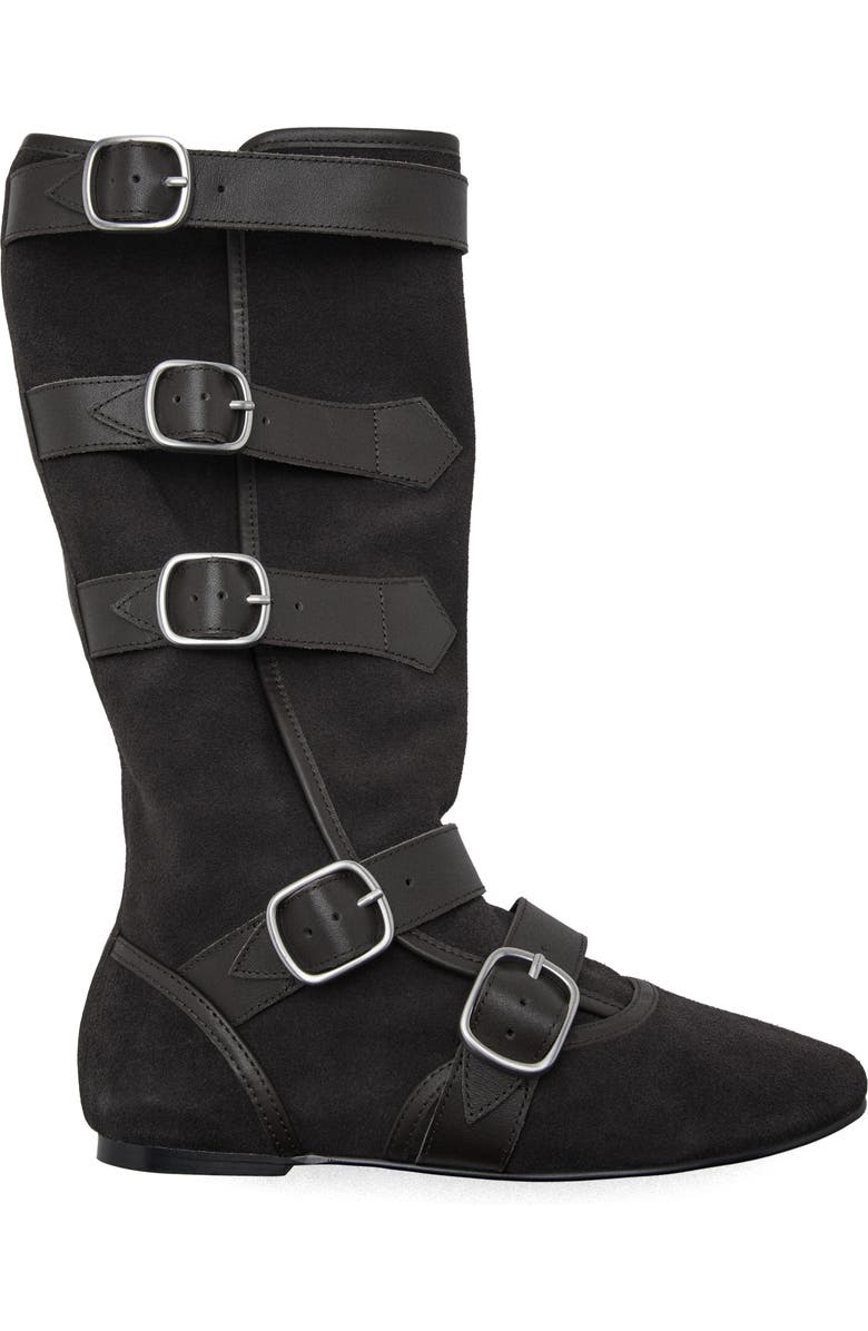 MANGO Suede Buckle Boot, Alternate, color, Dark Heather Grey