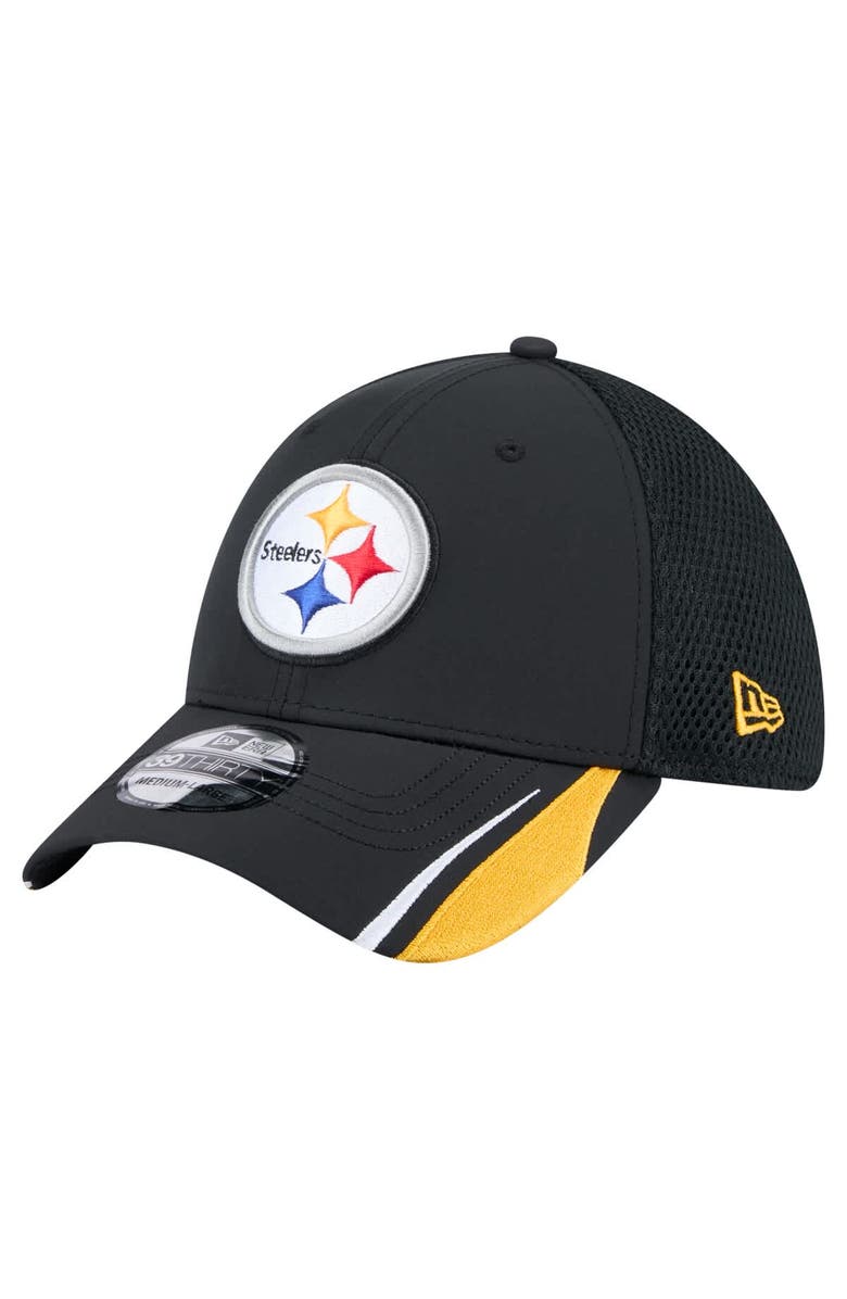 New Era Men's New Era  Black Pittsburgh Steelers Game Day Linear 39THIRTY Flex Hat, Alternate, color, 