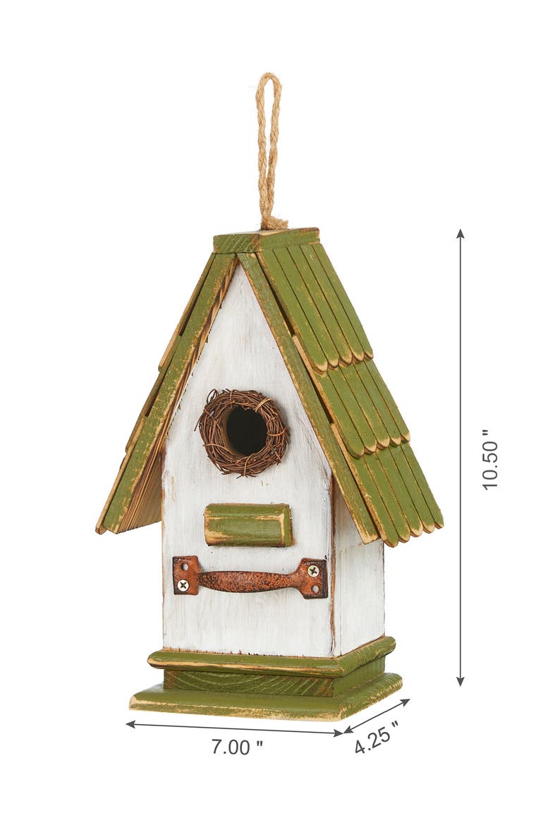 Rustic Garden Distressed Solid Wood Decorative Bird House, Alternate, color, Bright Green