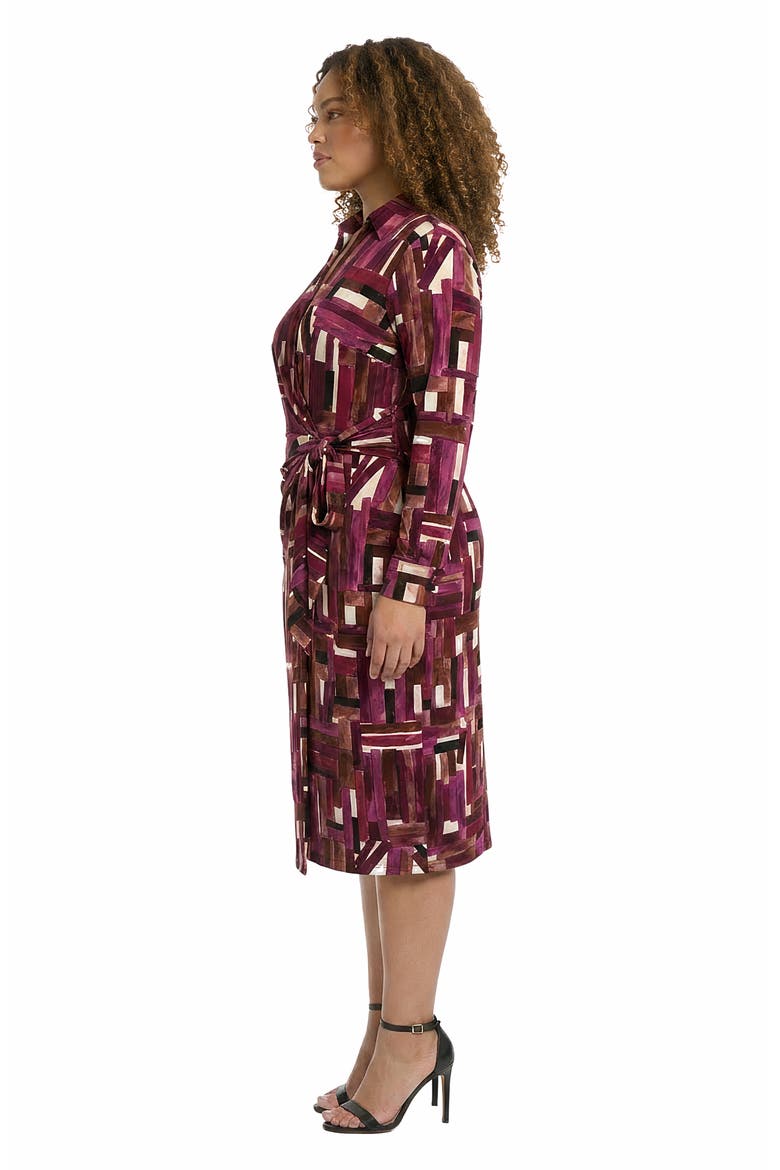 Faux Wrap Tie Midi Dress, Alternate, color, CREAM/ D WINE