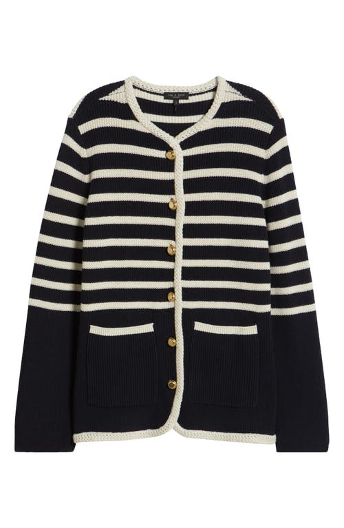 Rag & Bone Nora Stripe Cotton Blend Cardigan In Multi
