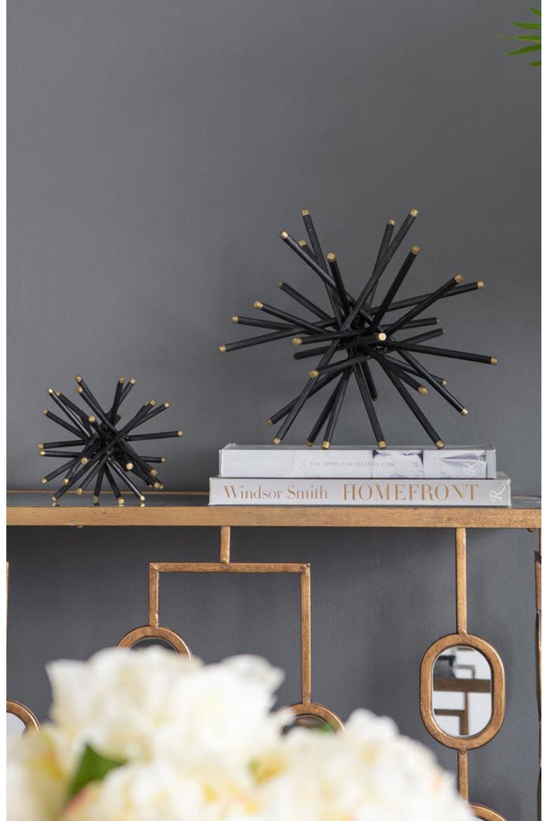 Set of 3 Black Caper Metal Accent Statues, Alternate, color, BLACK