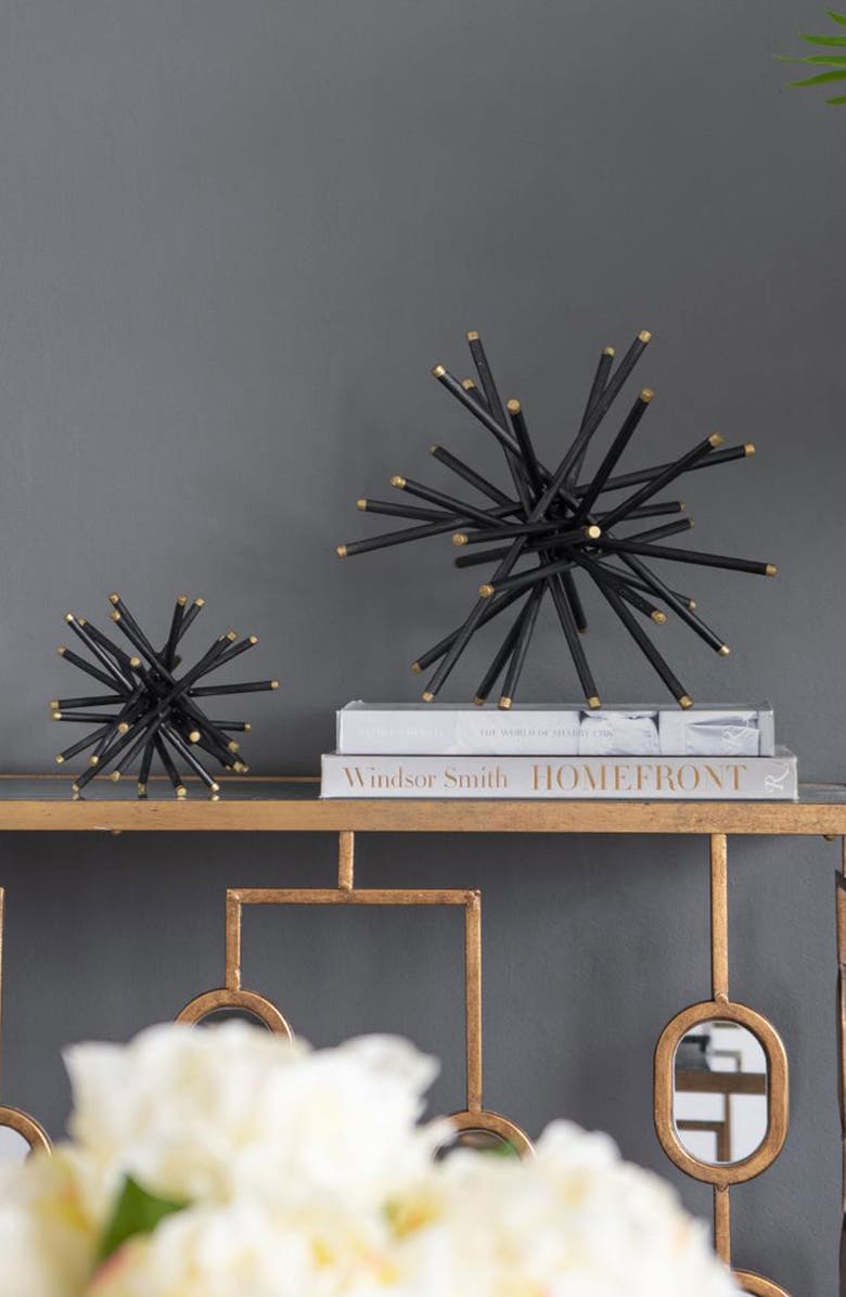 A & B Home Set of 3 Black Caper Metal Accent Statues, Alternate, color, Black