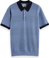 Scotch & Soda Tonal Stripe Cotton Polo Sweater