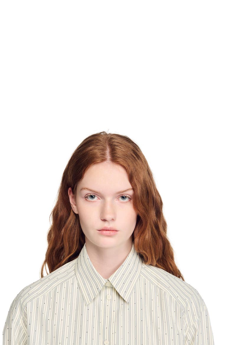 Striped rhinestone shirt, Alternate, color, Ecru