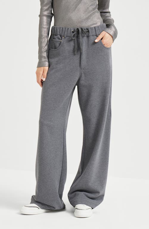 Brunello Cucinelli Comfort Cotton And Silk Wide Pantss In Gray