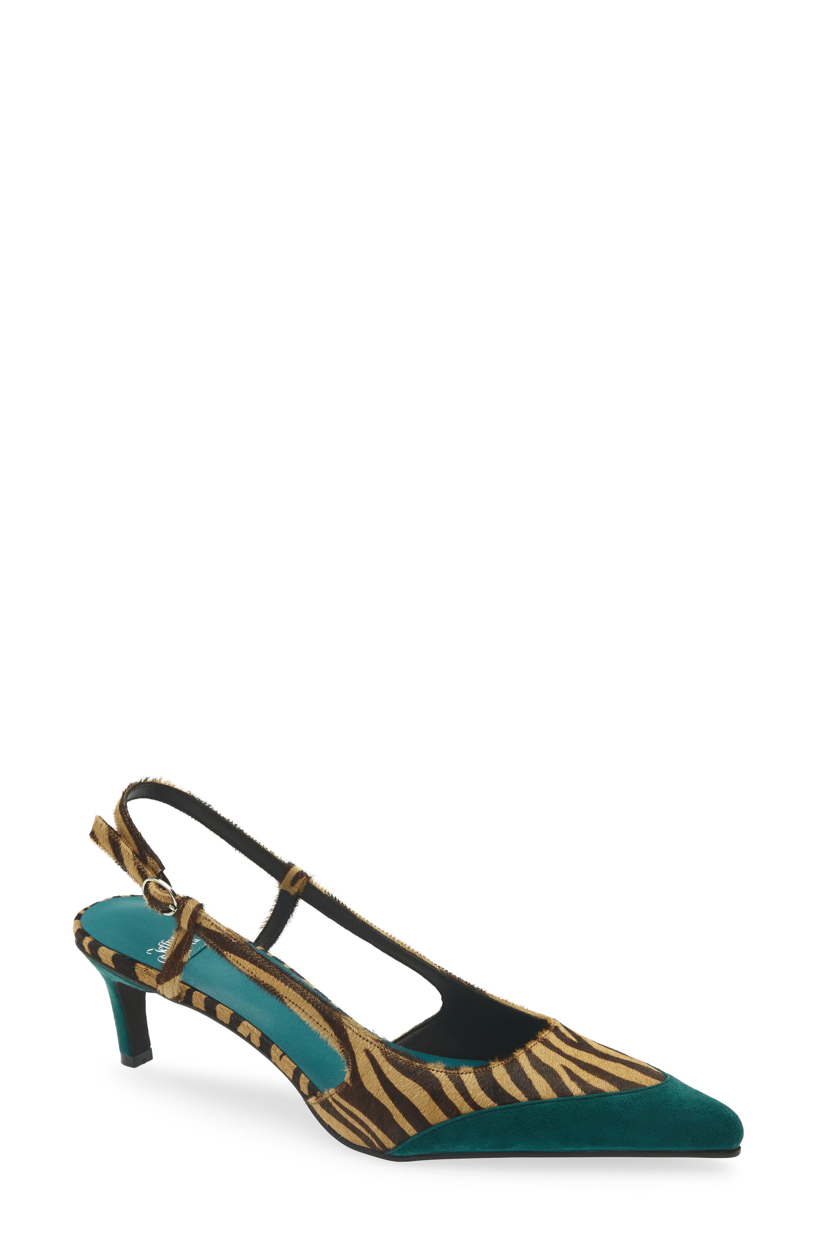 Booshky Slingback Pump, Main, color, BEIGE ZEBRA TURQUOISE