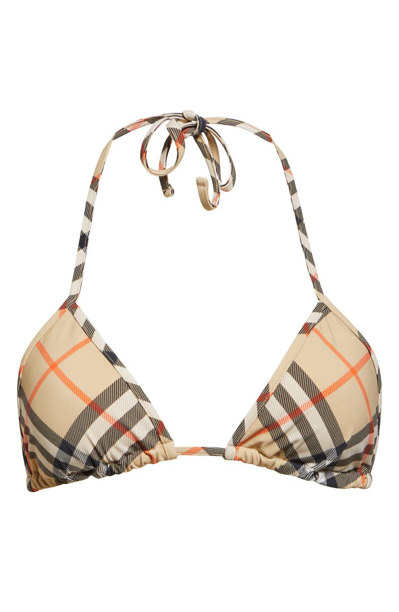 Burberry Check Triangle String Bikini Top, Alternate, color, Sand Ip Check