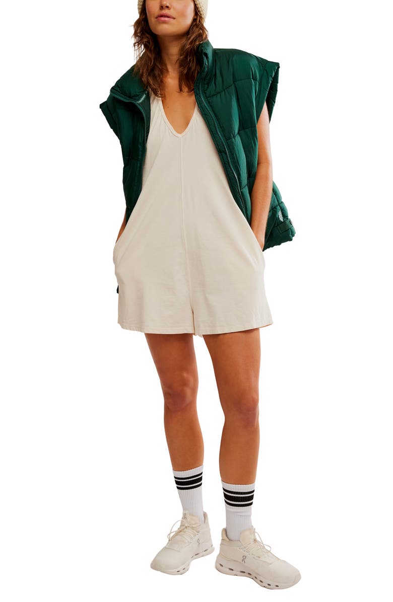 Free People FP Movement Hot Shot Halter Romper, Alternate, color, Ivory