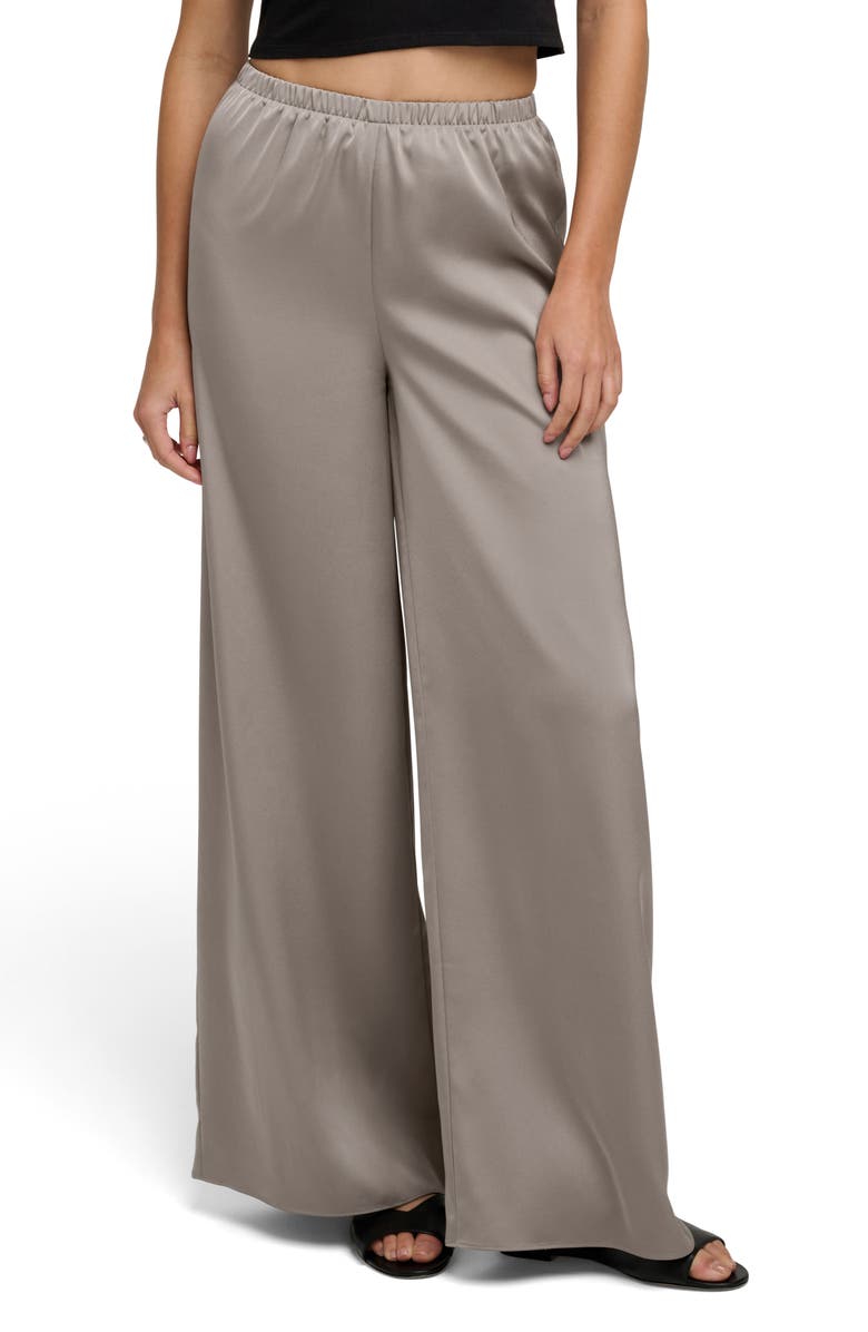 Favorite Daughter The Everything Satin Wide Leg Pants, Main, color, Soft Taupe