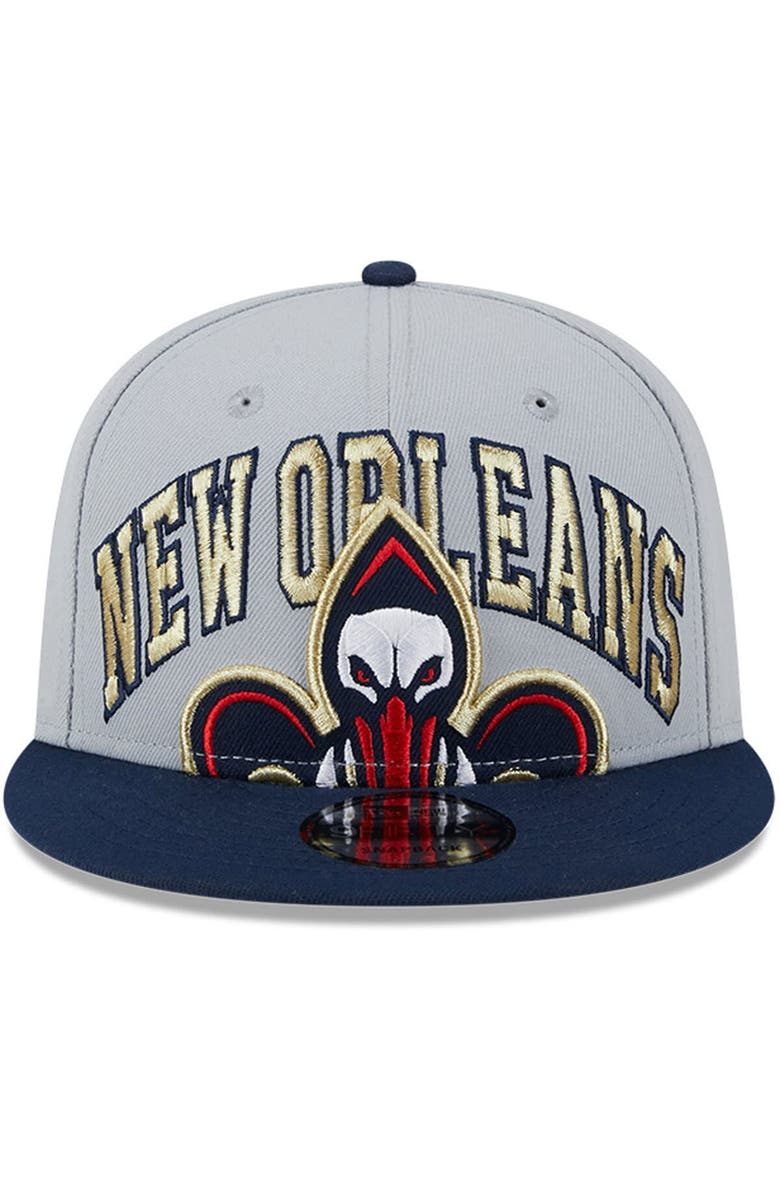 New Era Men's New Era Gray/Navy New Orleans Pelicans Tip-Off Two-Tone 9FIFTY Snapback Hat, Alternate, color, 